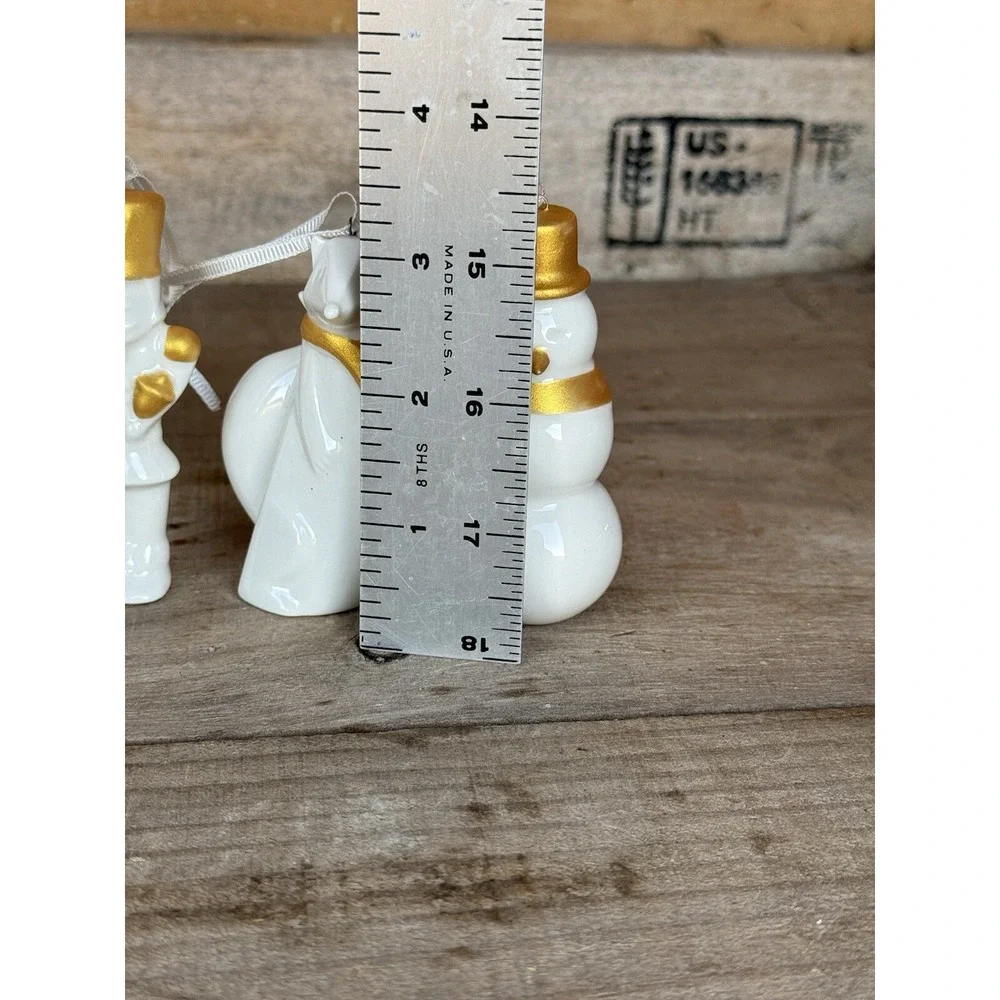 Vintage STARBUCKS Christmas Tree Ornaments Set Fox,Snowman, Nutcracker Porcelain